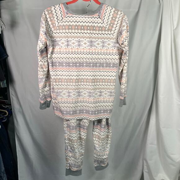 Cuddl‎ Duds Fair Isle Pajama Set Long Sleeve Pants PS Pink Gray Cozy Fleece - Picture 8 of 16